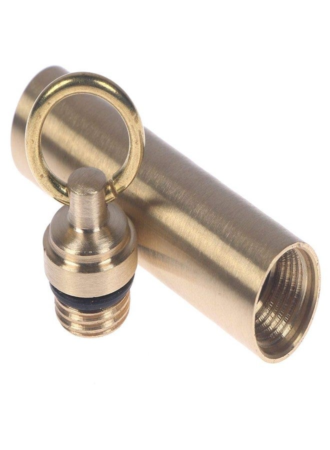 EORTA 2 Pieces Mini Pill Fob Portable Keyring Boxes Waterproof Brass Bottles Medicine Case Dispenser Tablet Container Single Chamber Holder for Travel Outdoor Sports, Golden - Image 3